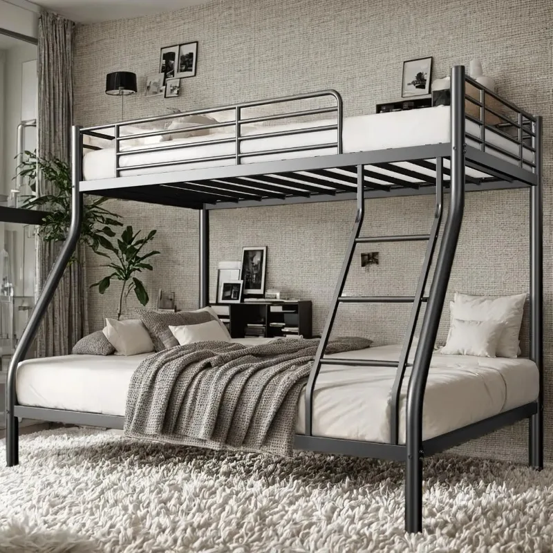 Twin Over Full Bunk Bed Metal Frame Heavy Duty Space-Saving Adults Dorm Apartment Small Room No Box Spring Needed