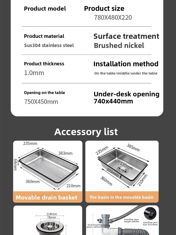 Waschbecken aus Edelstahl 304, handgefertigtes Waschbecken, großer Einzeltank im japanischen Stil, Küchenwaschbecken, Waschbecken unter der Theke