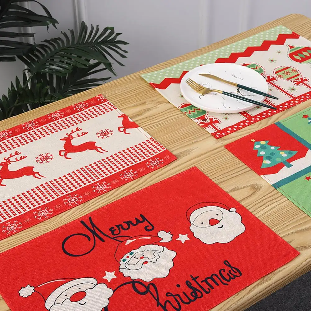 Christmas Table Mat Dishwasher Safe Temperature Resistant Christmas Dining Placemat Xmas Home Dining Table Placemat