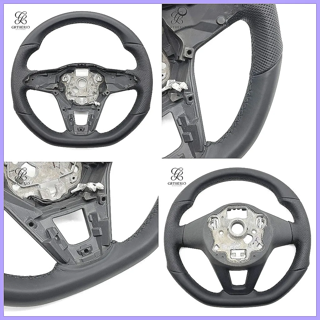 

Спортивный руль, полуперфорированный, с черной строчкой, совместим с подрулевыми переключателями.