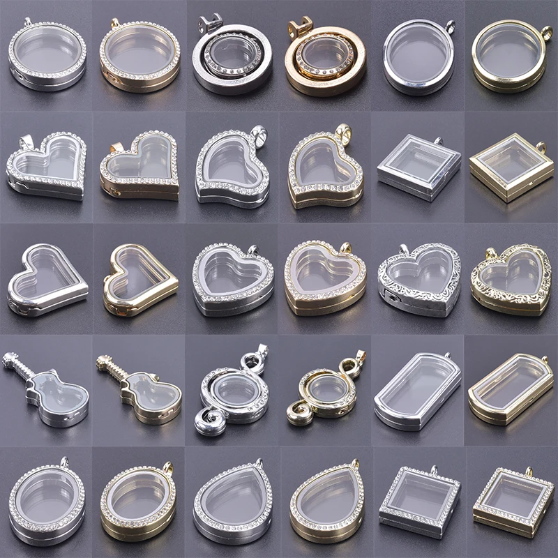 Colgante de medallón con memoria de cristal redondo de corazón surtido, candelabro de guitarra Kpop, medalllón de cenizas de cremación, joyería colgante, 1 ud.
