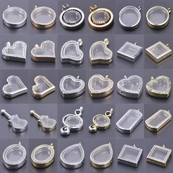 1Pc Punk Heart Round Memory Reliquary Photo Medaillon Pendant Glass Geometric Cremation Ashes Floating Locket кулон Jewelry