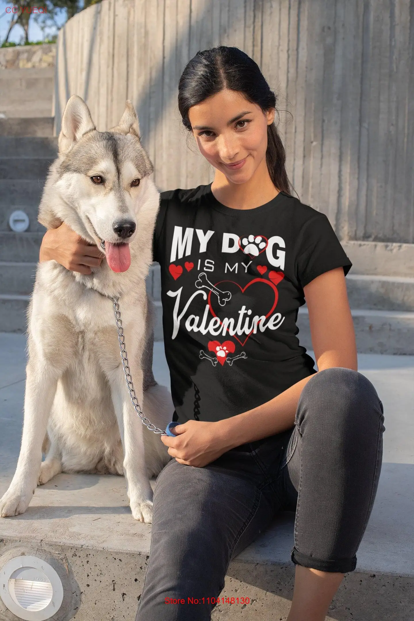 

My Dog is Valentine T Shirt valentines day SweaT long or short sleeves