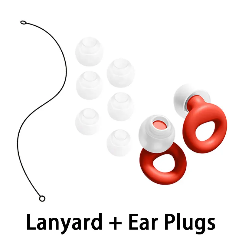 1 Set Silicone Earplugs with Lanyard Ultra Sleep Aid Waterproof Swim & Concert Hearing Protection Earplug Set