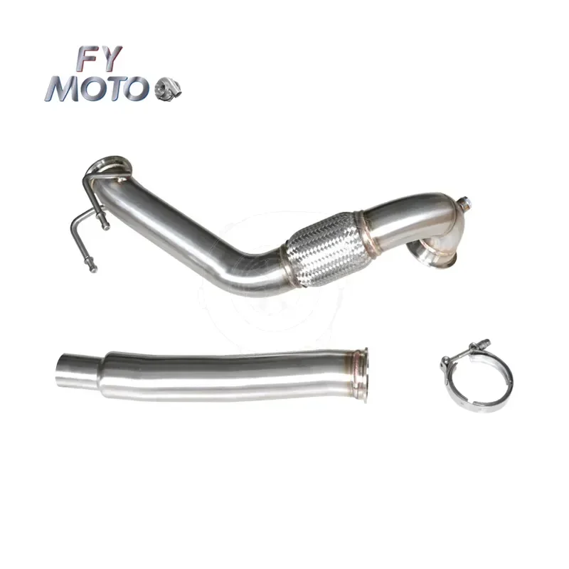 SS304 Exhaust Downpipe With Heat Shield For VW Polo GTI 1.4T 1.8T 2.0 TSI Audi A1 Turbo Exhaust Mod Parts