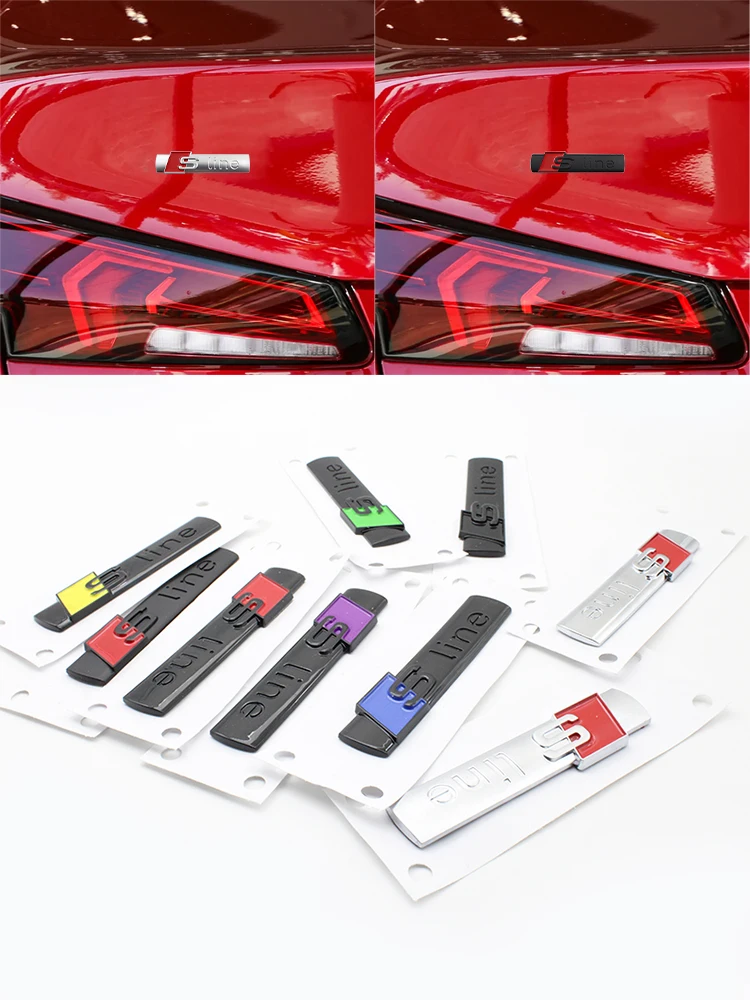 Naklejka z logo 3D ABS S line na błotnik samochodowy do Audi A1 A2 A3 A4 A5 A6 A7 A8 TT S3 S4 S5 S6 S7 Q2 Q3 Q5 Q7 Q8 RS3 R8 (Glossy Black) — Zdjęcie 2 z 2