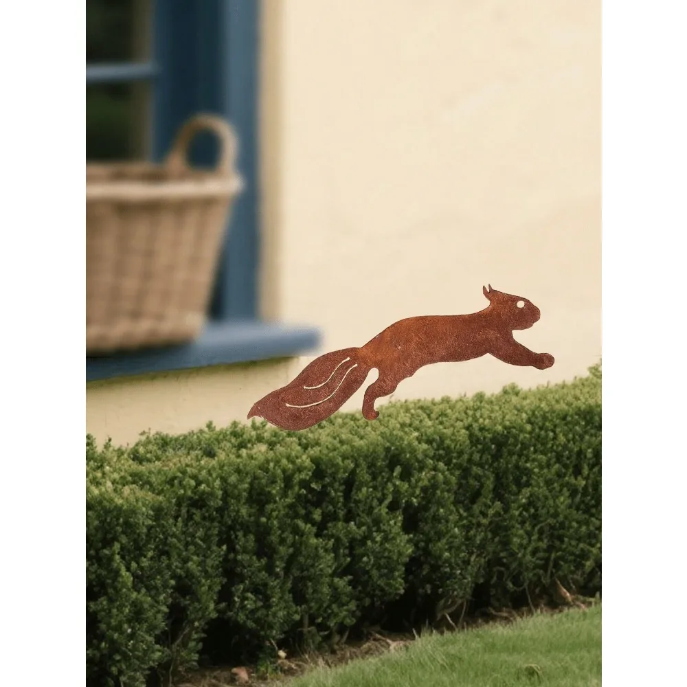 CIFbuy Vintage Wrought Iron Stump Insert Squirrel Silhouette Garden Yard Patio Outdoor Decor Accent