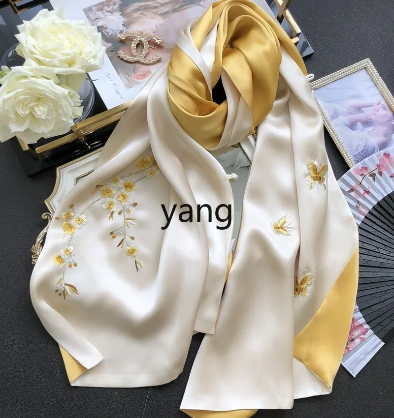 LMM double-head embroidery Suzhou embroidery silk scarf female mulberry silk hand-embroidered long