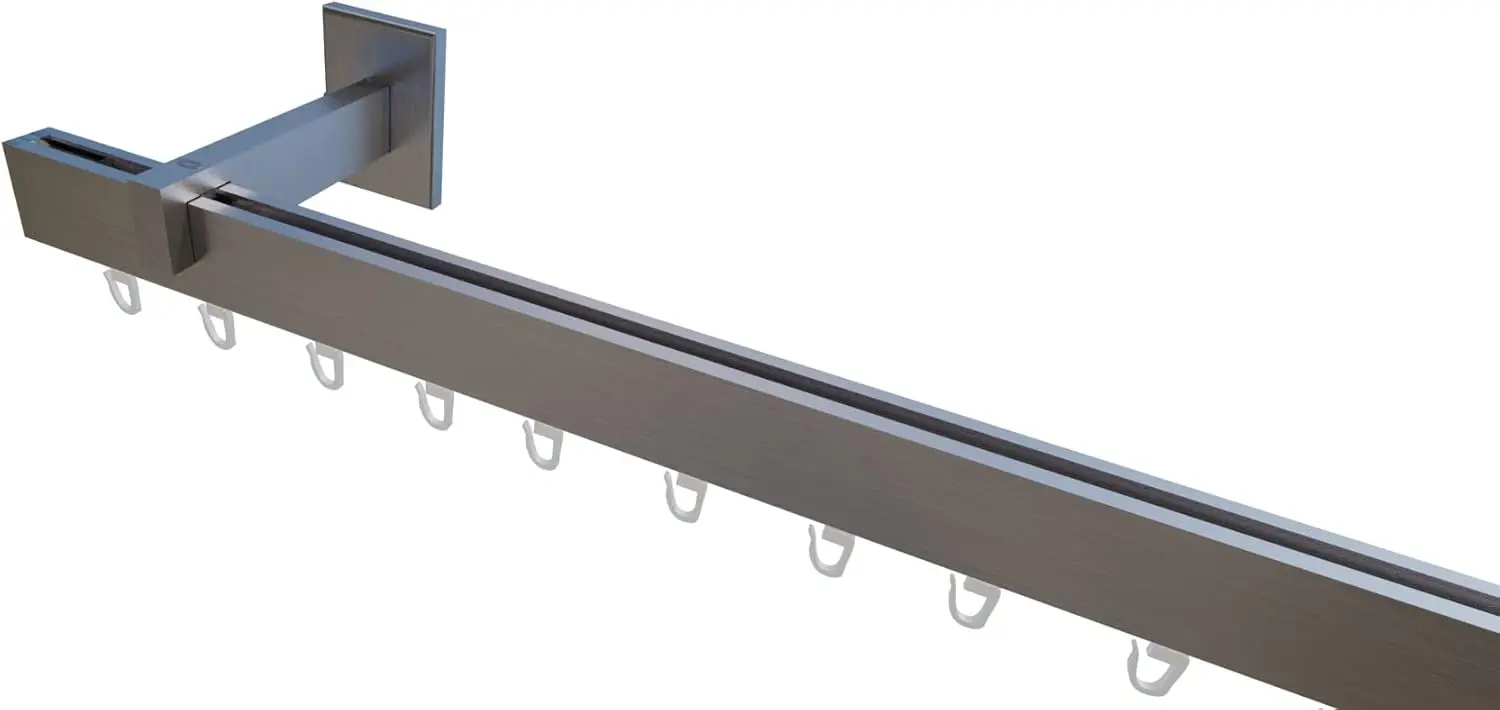 Riel de Cortina de Aluminio con Detalle en el Borde, 100 cm, Riel Único