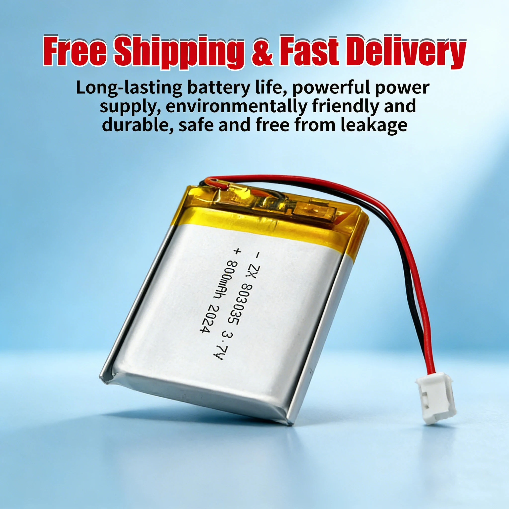 

3.7V 800mAh 803035Lipo Battery,Rechargeable Lithium Polymer Cell for Bluetooth Headset, Wireless Mouse,Keyboard,Smart Watch