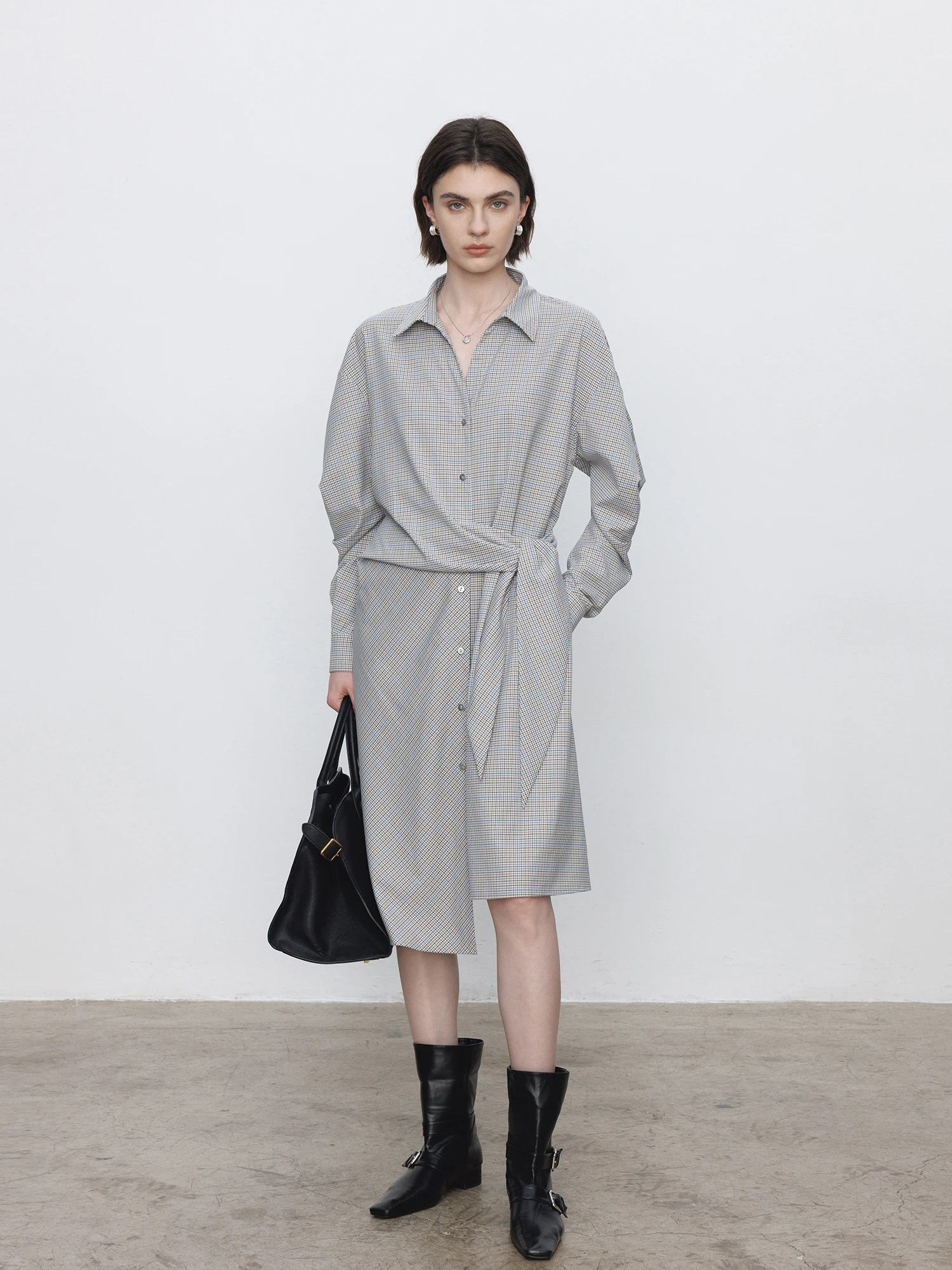 

CHICJRE Women's Plaid Shirt Dress Spring New Loose Commute Belted Waist Cinched Dress Comfortable Polyester Blend Long Sleeve...