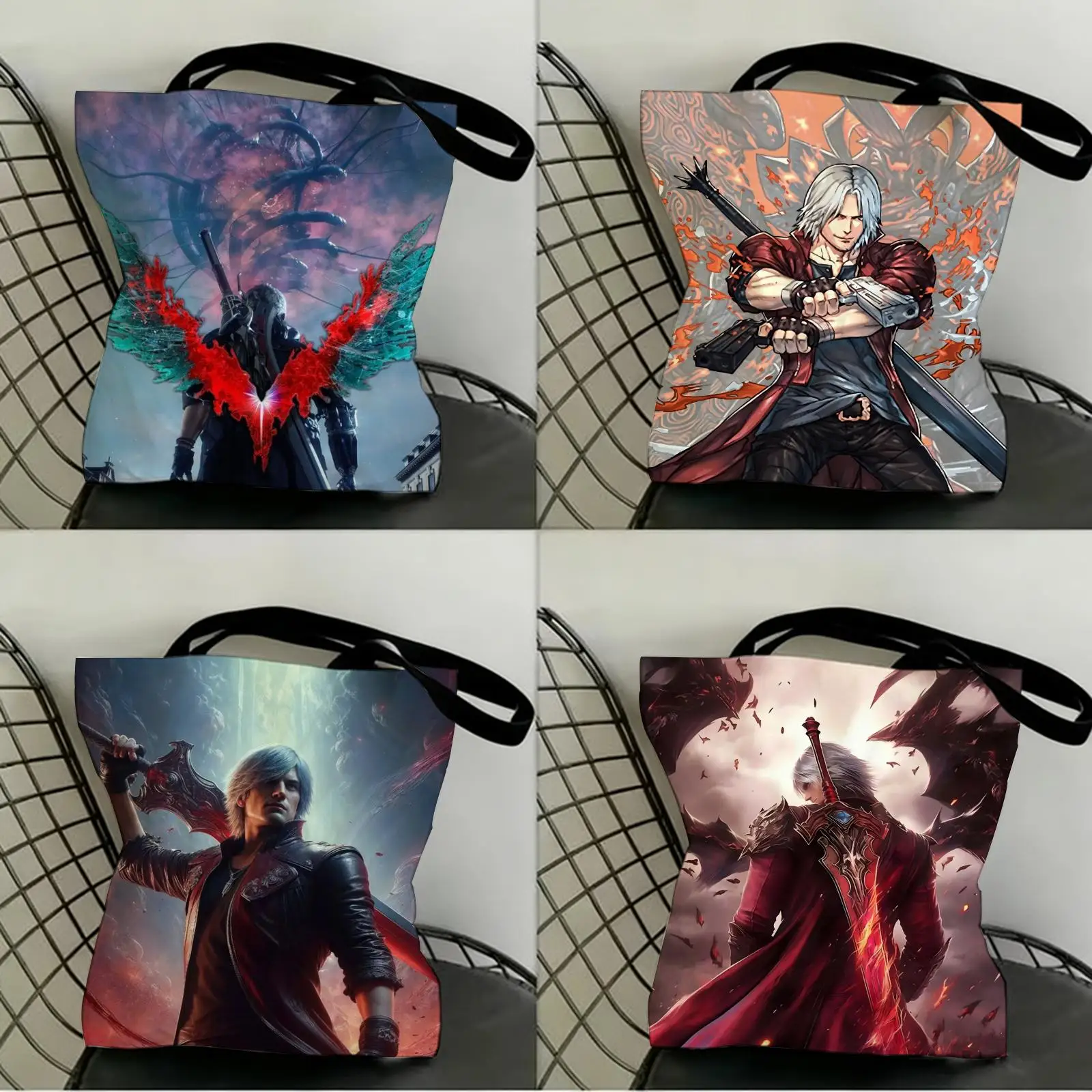 

D-Devil May C-Cry Storage Bags Canvas Double-Sided Print Shopping Bag Large Capacity Aesthetic Reusable Tote Bag