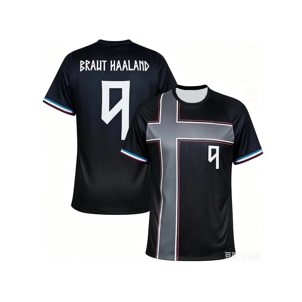 Camiseta de Fútbol de Noruega con Estampado de la Bandera de Noruega, Doble Cara, Transpirable, de Secado Rápido, Cuello Redondo, para Hombre y Mujer