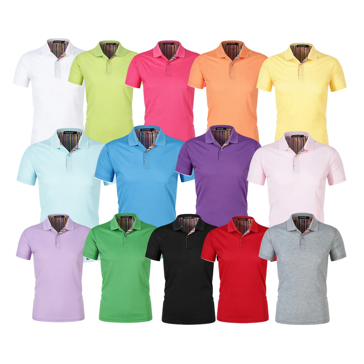 

Polo shirt Men's Short Sleeved Top Rainbow Back Collar Team Uniform Customized Black White Other Colors to Choose From