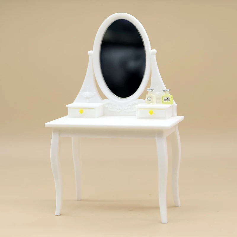 Tocador blanco para casa de muñecas, Mini casa de muñecas de simulación, decoración de escena de estar, accesorios de modelo, 1/12, 1 ud.