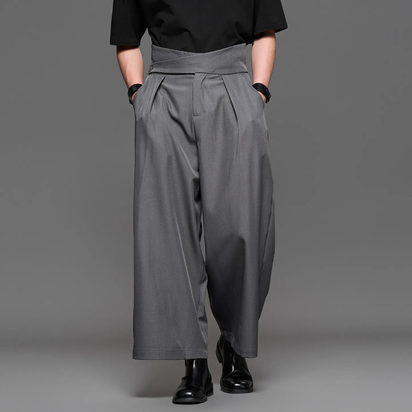 Spring 2026 New High-Grade Fashionable Cut Casual Suit Pants Simple Style Gray Japanese Style Unisex Style Men's Trousers