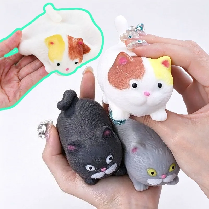Kawaii Kitten Squishy Fidget Toy Moldable Cat Stress Ball Super Soft Stress Relief Toy Venting Antistress Gifts for Friends