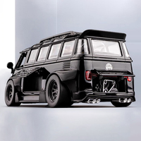 1:32 Volkswagen Bus T1 Modified Low Party Alloy Diecast Metal Model Simultion Sound & Light Toy Trendy Ornament Gift for Boys