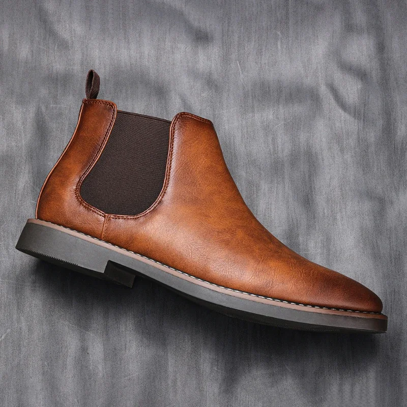 Bottes de Luxe Rétro en Cuir pour Homme, Chaussures de Travail Confortables de Haute Qualité, Nouvelle Collection 2024