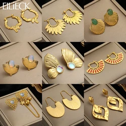 EILIECK orecchini a cerchio a goccia bohémien geometrici in acciaio inossidabile 316L Color oro per le donne ciondolo a forma di orecchio gioielli regalo per feste