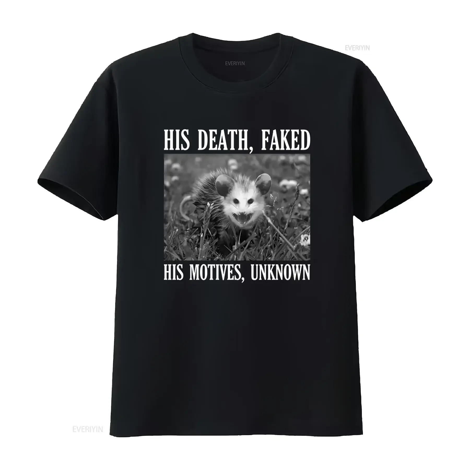 Opossum His Death Faked Motives Unknown T Shirt Funny Unique Design vintage Washed Stretched streetwear Breathable Unisex