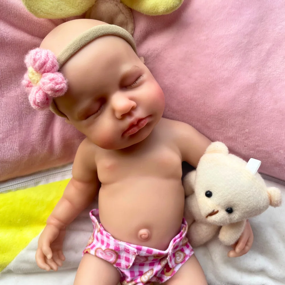 Mini 13 Inch LouLou Full Silicone Reborn Baby Doll Lifelike Soft Solid Silicone Body Girl Washable Christmas Gift Toy