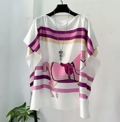 women print satin blouses summer vintage women batwing sleeve print shirts tops lady's satin tops