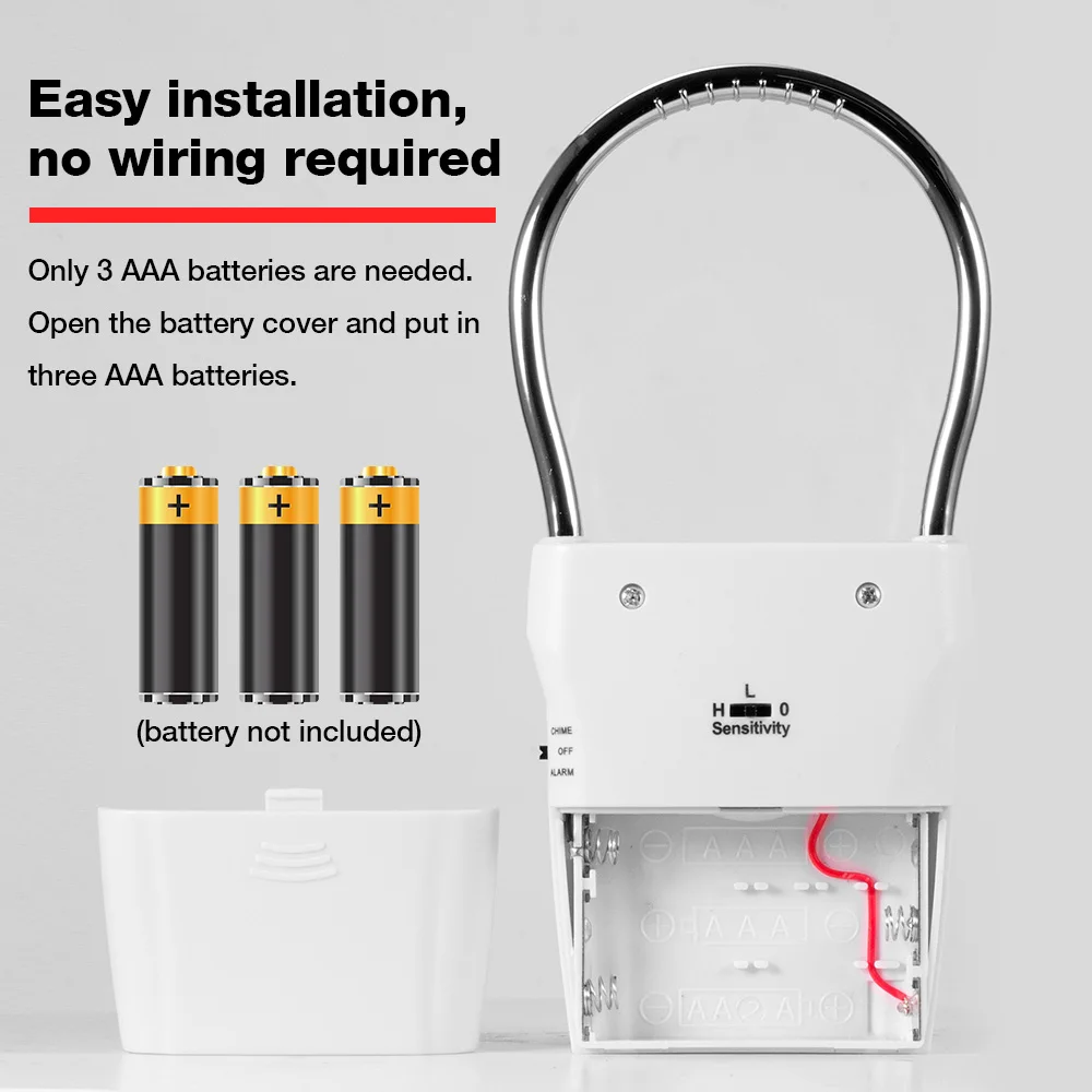 ドアハンドルアラーム、120dBドア/窓センサーアラームシステム、ドアハンドル振動用ドアアラーム盗難防止ホームホテル用