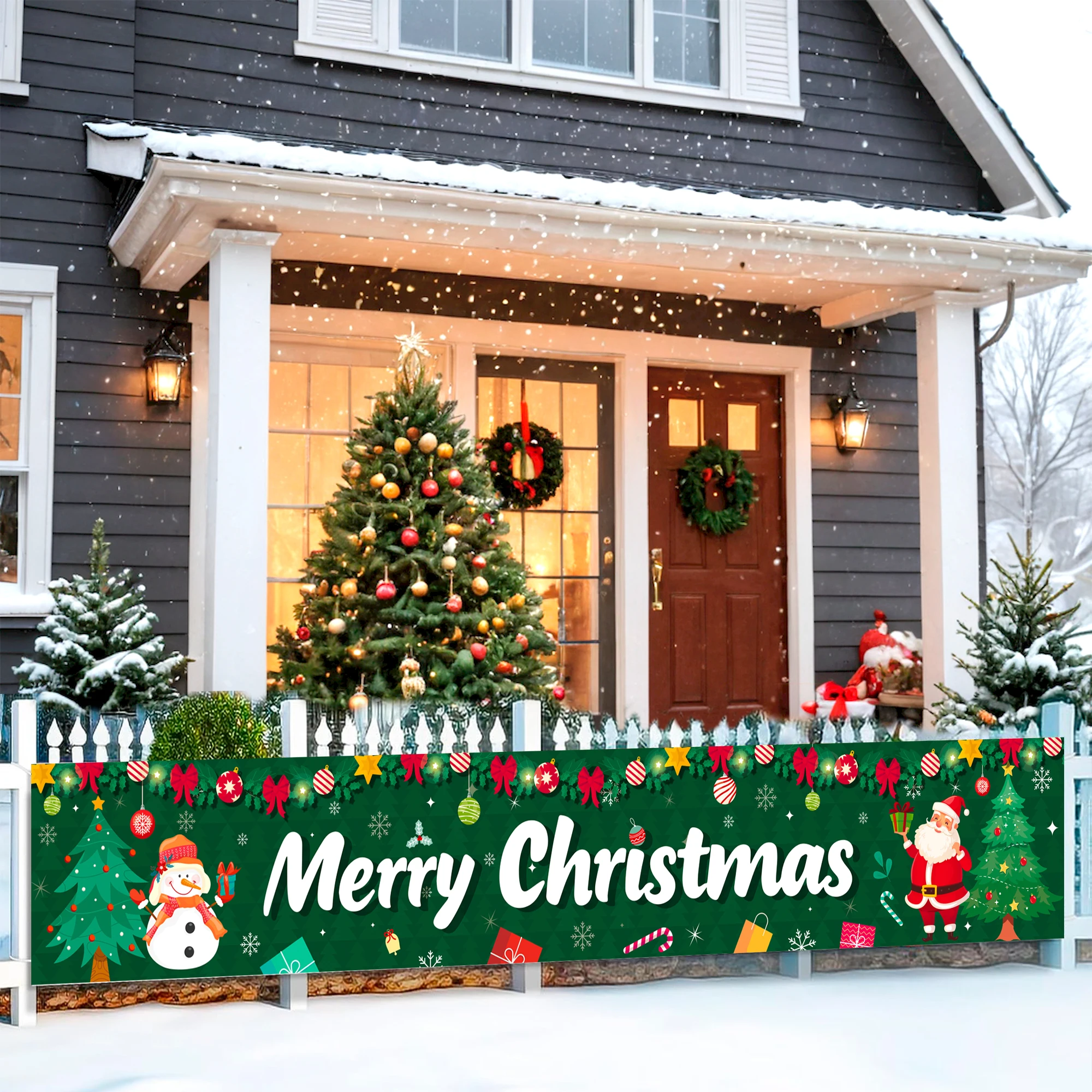 Outdoor Christmas Banner, 300 x 50 CM Large Merry Christmas Banner, Long Merry Christmas Banner & Outdoor Merry Christmas Banner