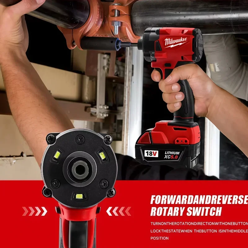 ミルウォーキー 18V バッテリー電動コードレスレンチ ブラシレスドライバー インパクトドリル 電動工具 車 トラック修理用