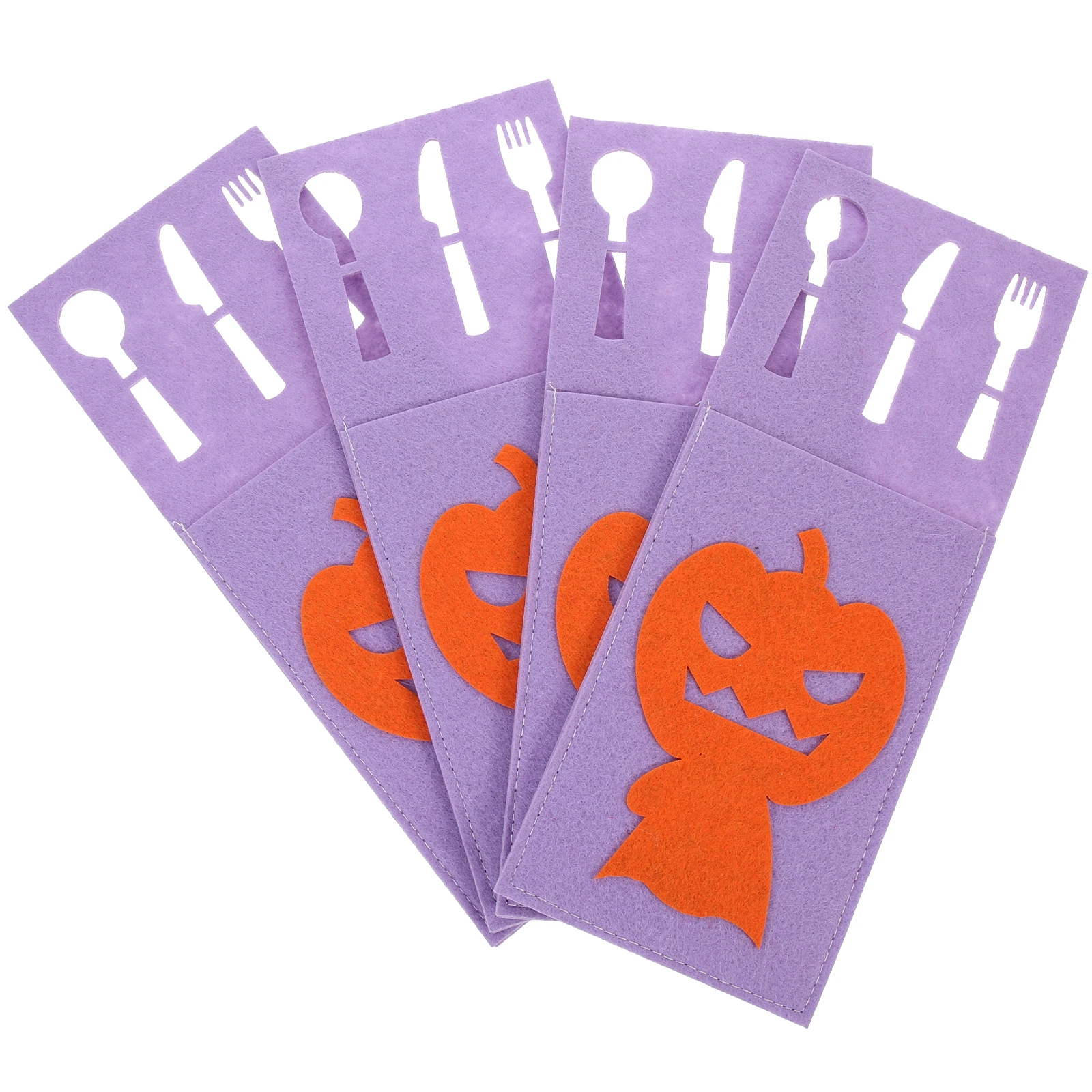 

4 Pcs Cutlery Bags Felt Silverware Bags Halloween Dinnerware Covers Fork Knife Holders Tableware Kitchen Bar Supplies
