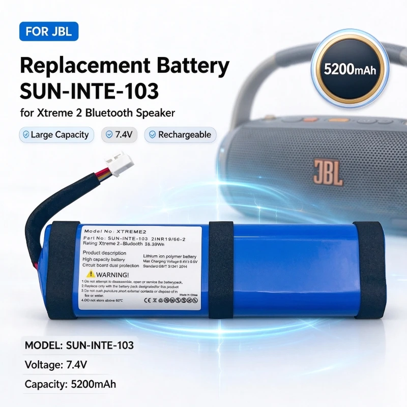 Replacement Battery SUN-INTE-103 for J-B-L Xtreme 2 Bluetooth Speaker, 5200mAh Large Capacity