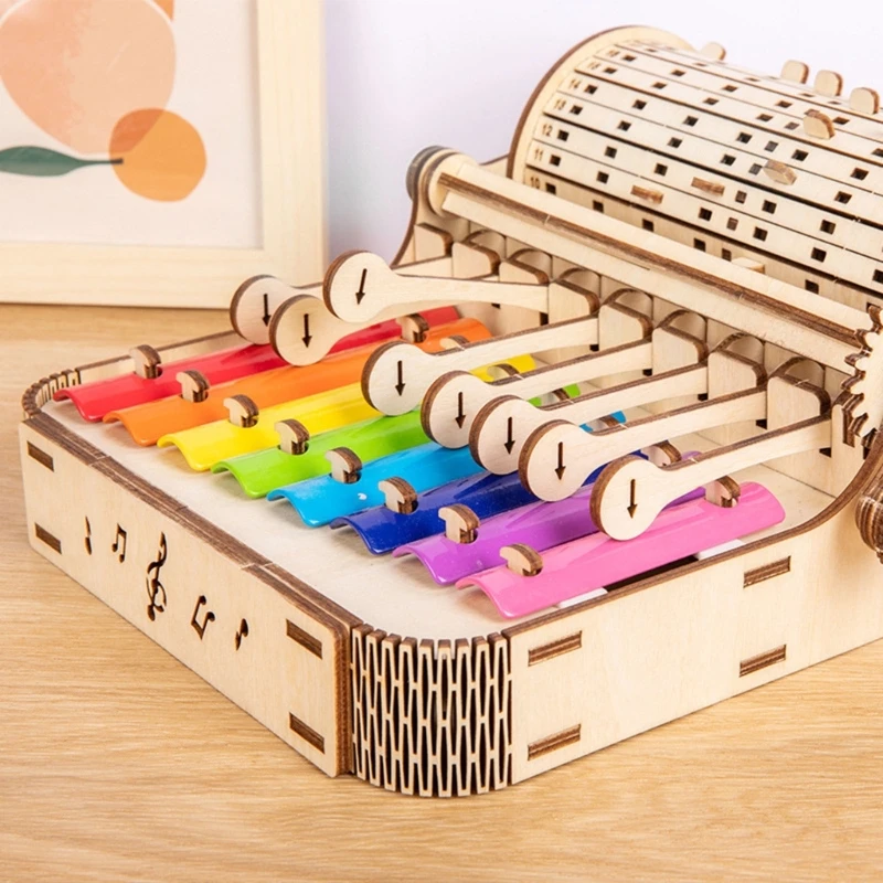 Natural Wooden Hand Crank Xylophone Musical Instruments Toy for Boys and Girls D5QF