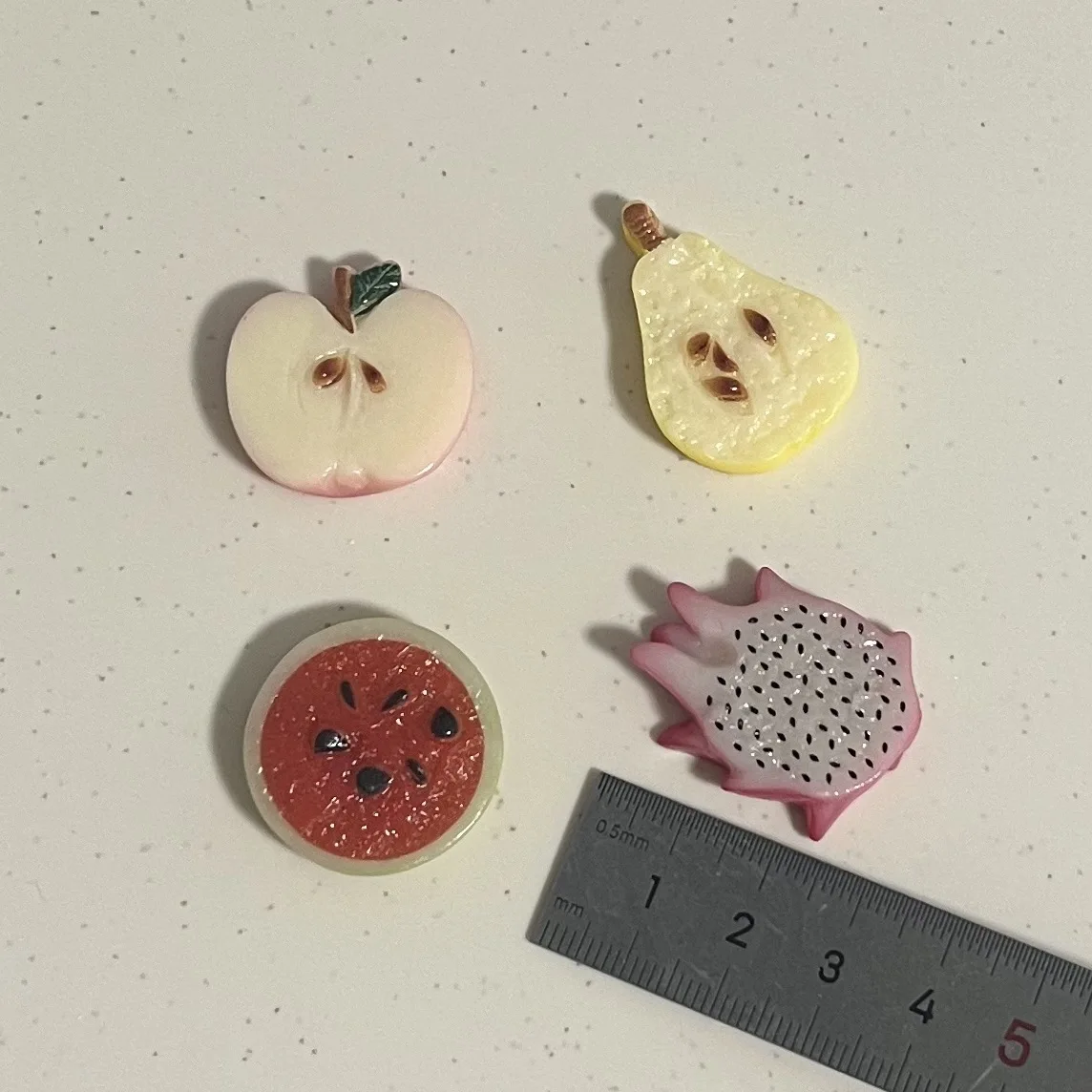 5pcs miniso series fruit cartoon resin flatback cabochons diy crafts materials jewelry making charms