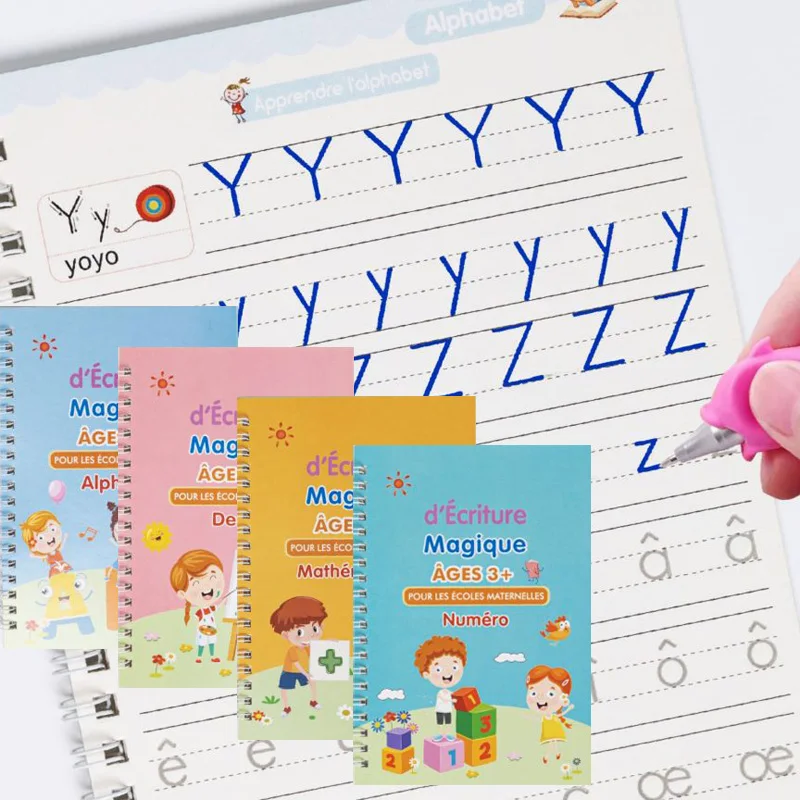 Montessori French SANK 3D Magic Book Reusable Calligraphy Copybook Children's Notebook For Calligraphy Handwriting Writing Gifts