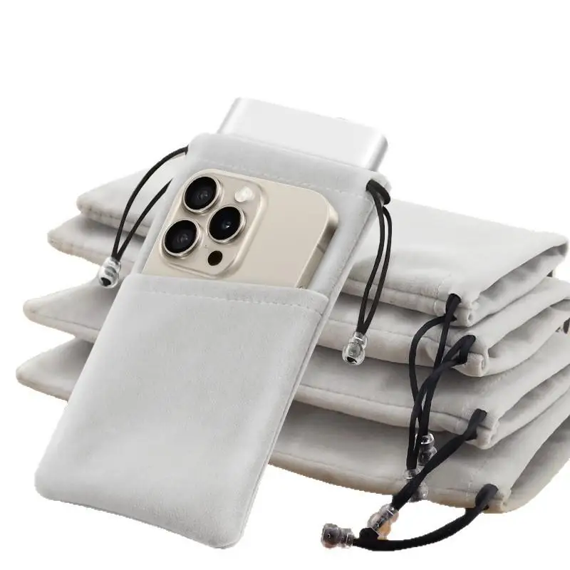1Pcs Multifunction Flannelette Drawstring Pouch Bag, For Mobile Phone,Sunglasses,Electronic Gadgets-Travel Organizer Storage Ba