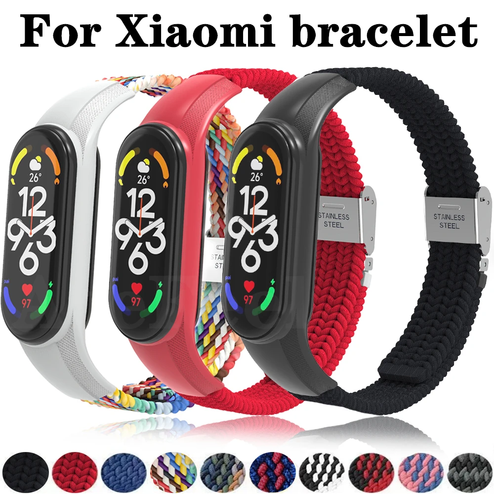 Nylon Braided Strap For Xiaomi Mi7 Mi6 Mi5 Mi4 Wristband Nylon Braided Watch Band For Xiaomi Smart Bracelet Series MI7 6 5 4