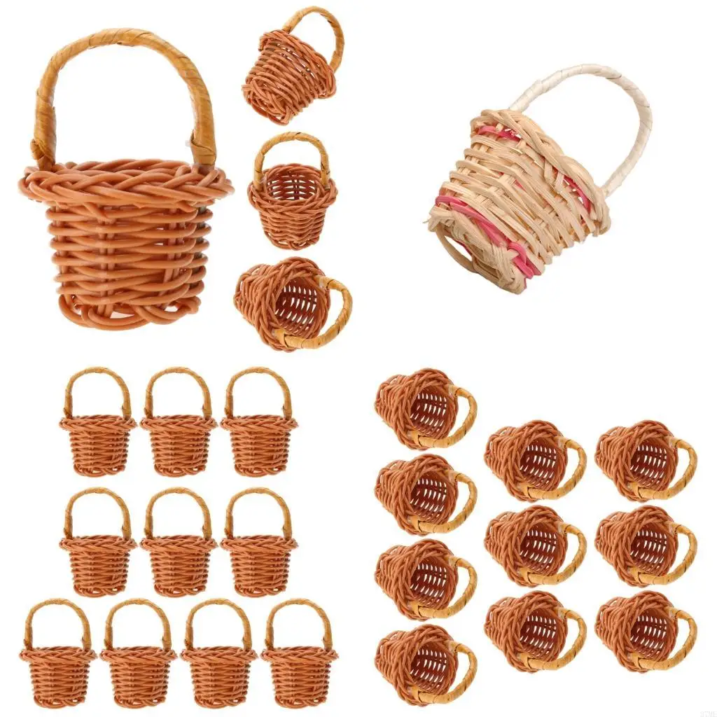 37ME Set of 10 Small Basket Lightweight Florals Basket Miniature Unique Embellishment
