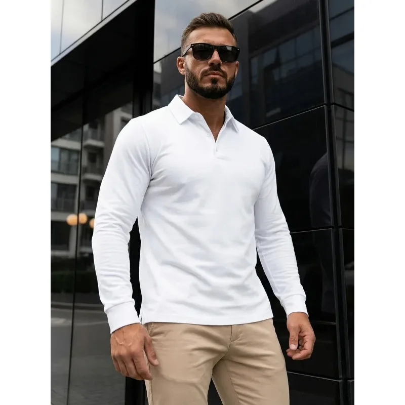 Men's summer long sleeved polo shirt autumn and winter new product solid color | casual style