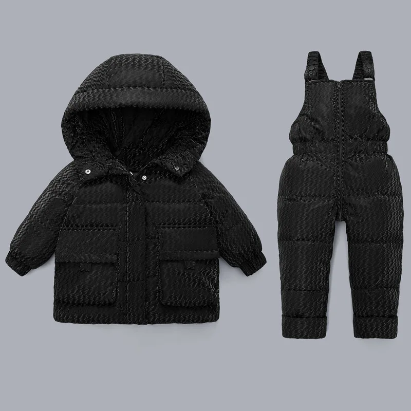 RAISE Korea Winter Baby Girl 2PCS Clothes Set 3D Bear Hooded Toddler Girl Down Jacket Infant Solid Velvet Overalls 1-3Y Snowsuit