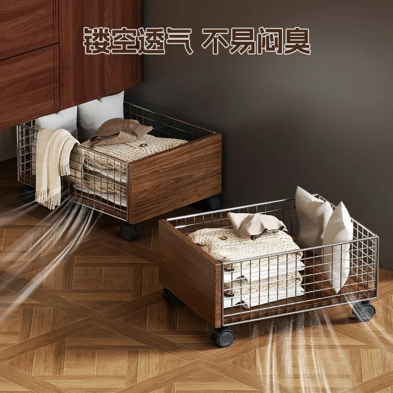 For Dirty clothes basket under bathroom cabinet Dirty clothes storage basket Wheeled bathroom cart Laundry basket 4