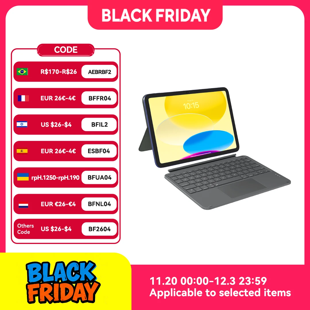 

AUSDOM Foliokey10.9 Protective Keyboard Case Detachable Backlit Keyboard USB-C With Trackpad,Stand For 2022 iPad 10th Generation