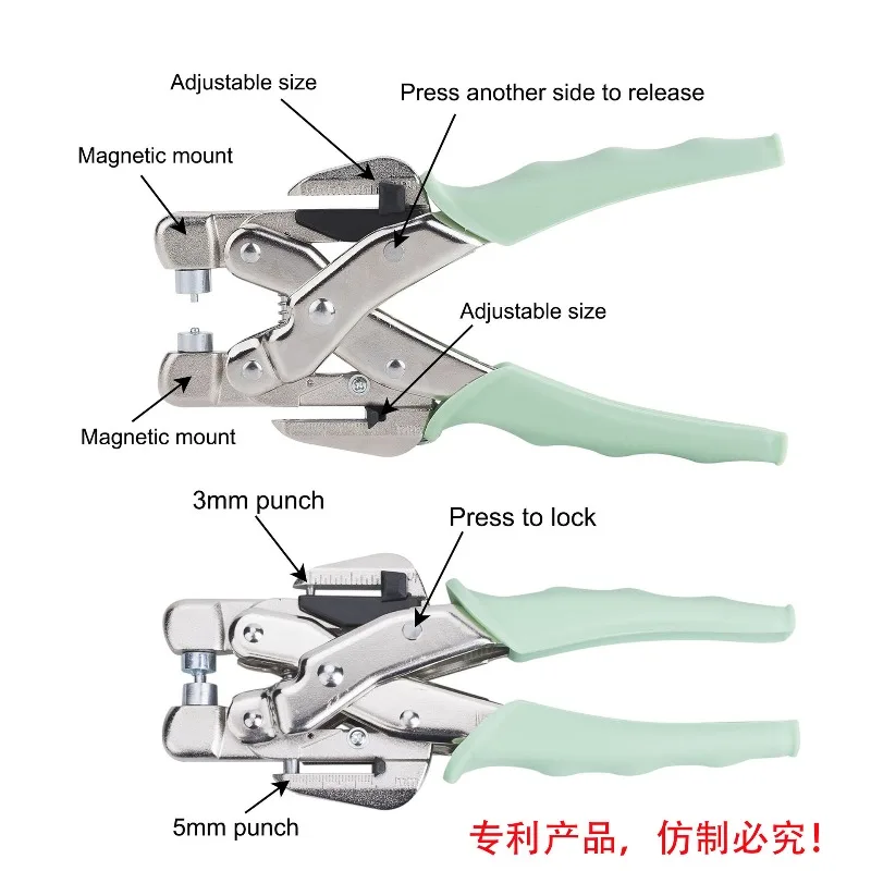 Eyelet Grommet Tool Set Hole Punch Plier Variable Size 3mm 5mm Grommet Kit