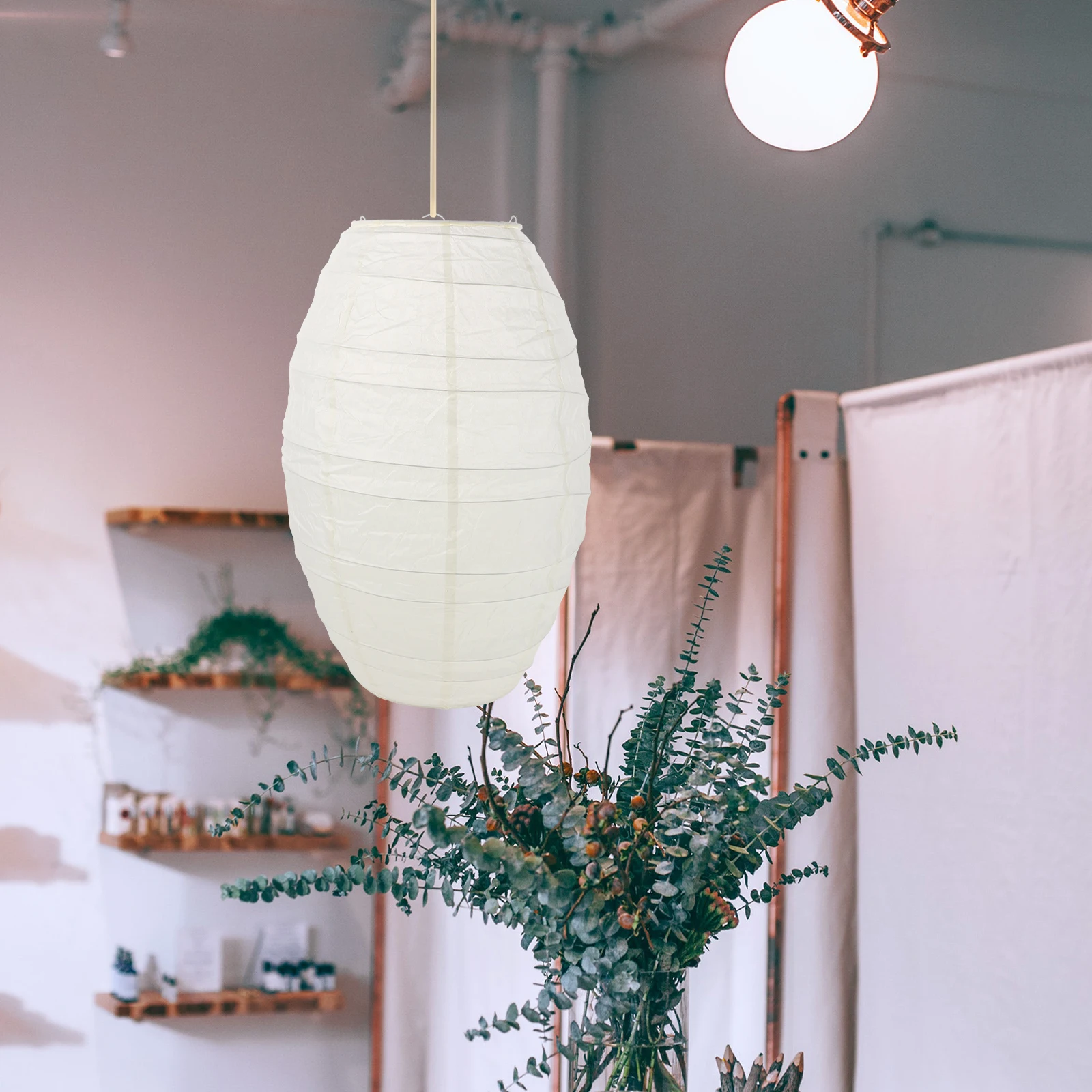 

Oval Paper Lampshade Hanging Foldable Ceiling Pendant Light Cover For Bedroom Living Room Decor White Rice Paper Lantern