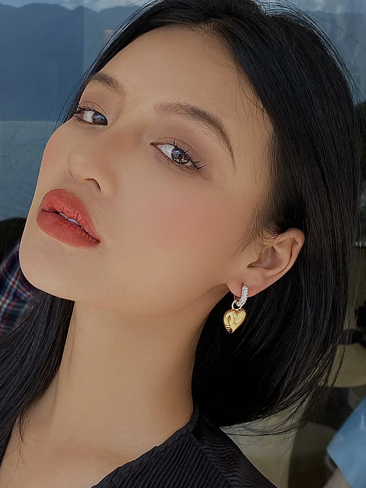 Freetry Asymmetric Gold Color Star Heart Earrings for Women Trend Balloon Micro Inlaid Zircon Drop Earrings Jewelry Gifts
