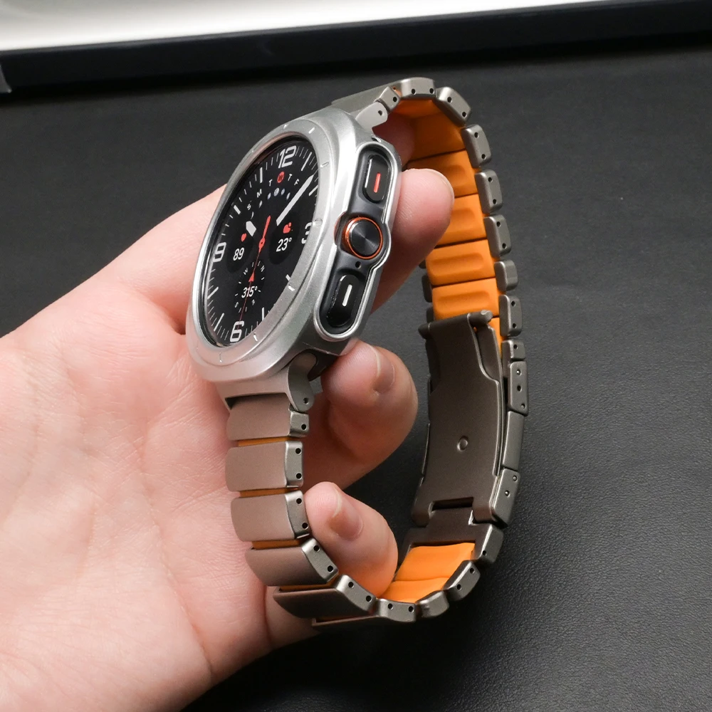 حزام معدني مطاطي لساعة سامسونج جالاكسي 8/8 كلاسيكي 46 مللي متر 44 مللي متر 40 مللي متر سوار تيتانيوم سيليكون لسوار جالاكسي الترا 2025 47 مللي متر #3