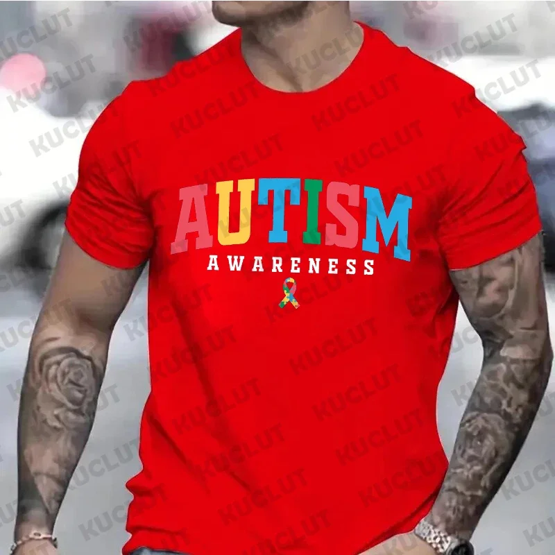 Autism Awareness Shirts for Men Retro Autism Awareness Month T-shirts Men\'s Tshirts Harajuku Graphic Tee Shirt Clothing Men Top