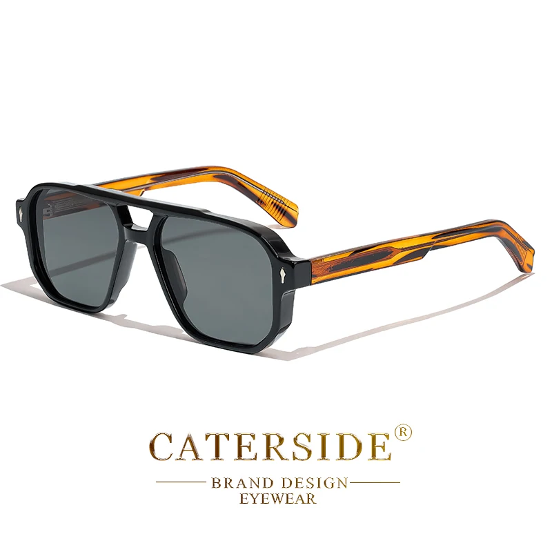 CATERSIDE แว่นกันแดดทรงนักบินสำหรับผู้ชาย ทรงแบน ขาแว่นแบบคู่ ขนาดใหญ่ ทรงกล่อง แว่นตาสำหรับผู้หญิง เหมาะสำหรับการเดินทาง ธุรกิจ งานปาร์ตี้ วันหยุด แว่นตาที่เหมาะสำหรับทุกโอกาส ป้องกันรังสียูวี 400
