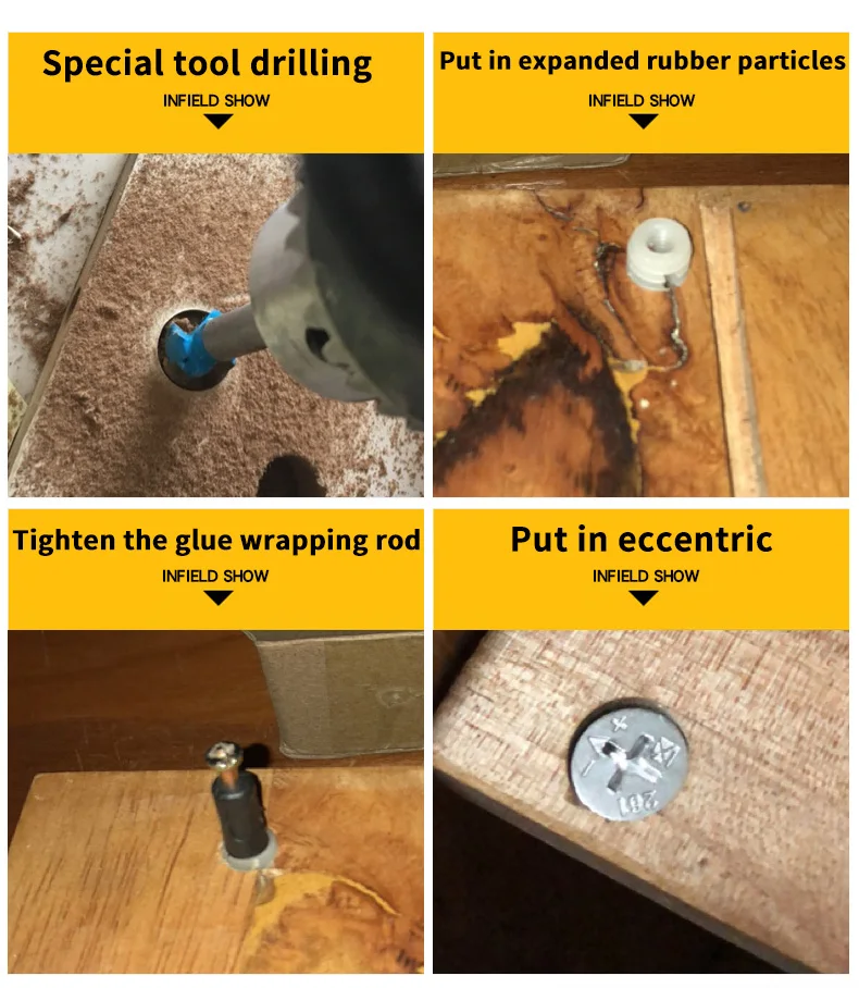 20-teiliges 3-in-1 Möbelverbindungs-Hardware-Set: Exzenterschrauben, Exzenternutmuttern und Exzenterverriegelungsmuttern für Schrank- und Schrankverbinder – Detail 3
