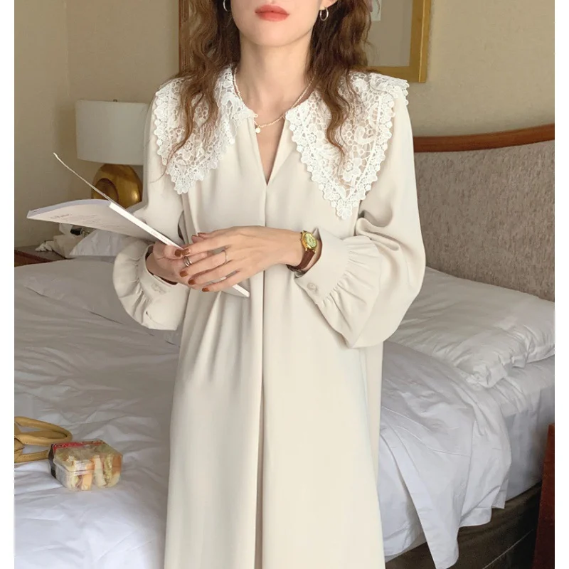 الرجعية هوك زهرة كبيرة التلبيب فستان الفرنسية شيك المرقعة أنيقة فستان بأكمام طويلة المرأة الخريف سليم طويل ألف خط قميص فستان